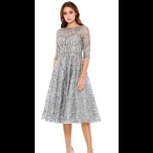 (4)HIGH NECK ABOVE ELBOW  EMBELLISHED A LINE DRESS MSRP $598